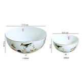 Bird & Floral Porcelain Dessert Set with Gold Accents (7-Piece)